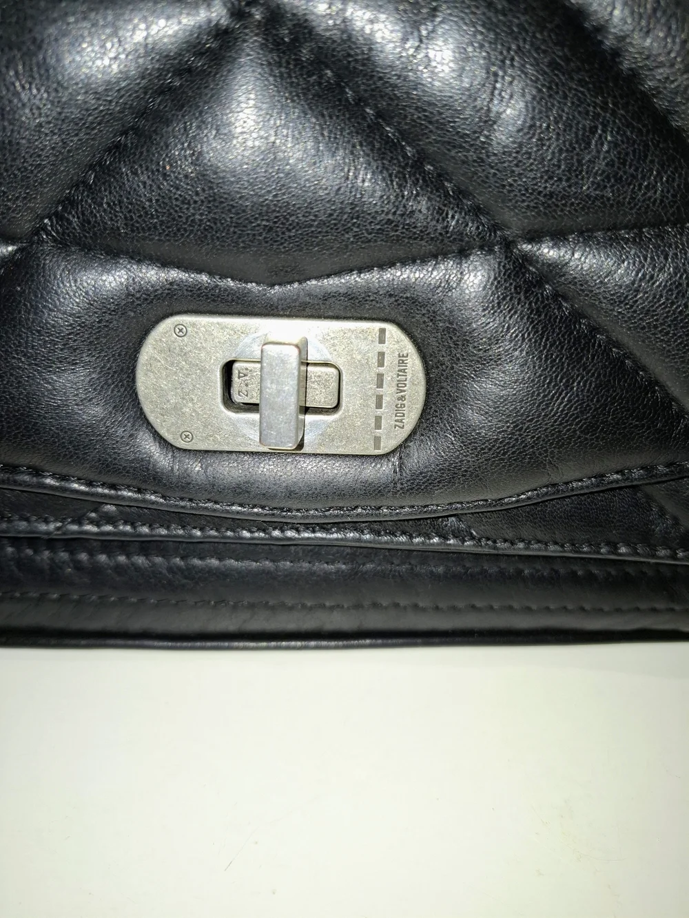 Zadig & Voltaire Black Quilted Shoulder Bag with Silver Chain